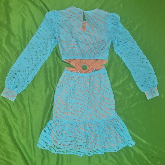 NWT MICHAEL by Michael Kors Elegant Blue ZebraPrint Eyelet Cutout Dress size XXS - Picture 5 of 10